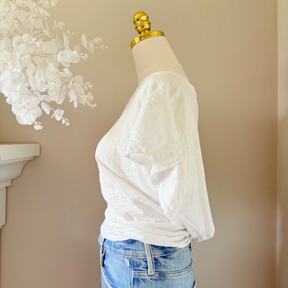 Dylan V-Neck Cotton Slub Tee in White, Sz XL - Picture 3 of 11